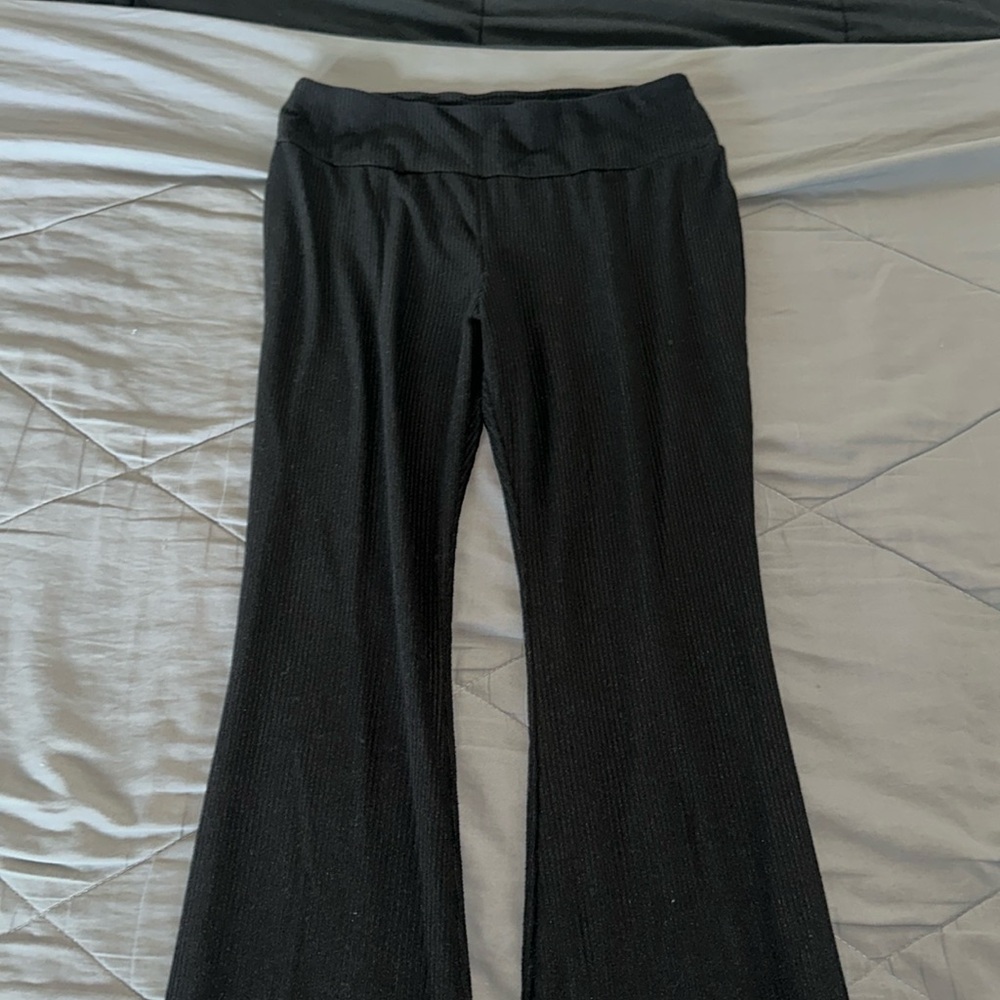 black leggings with flare bottoms